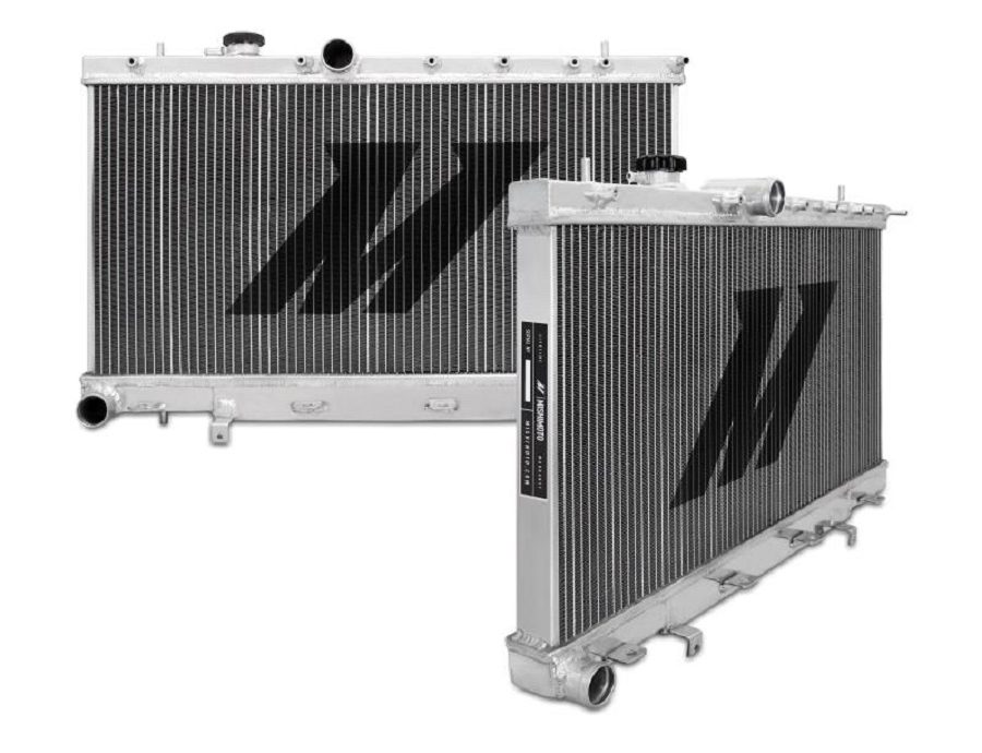 Different angles of a a Mishimoto radiator