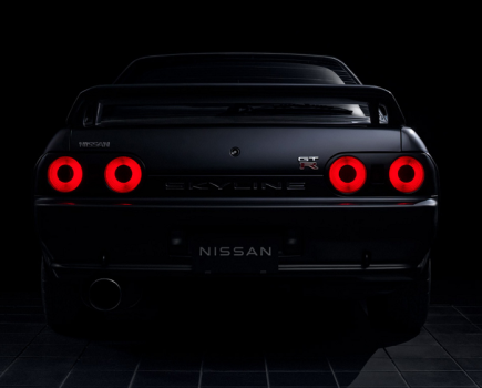 The rear of an R32 GT-R soon to receive an electric conversion