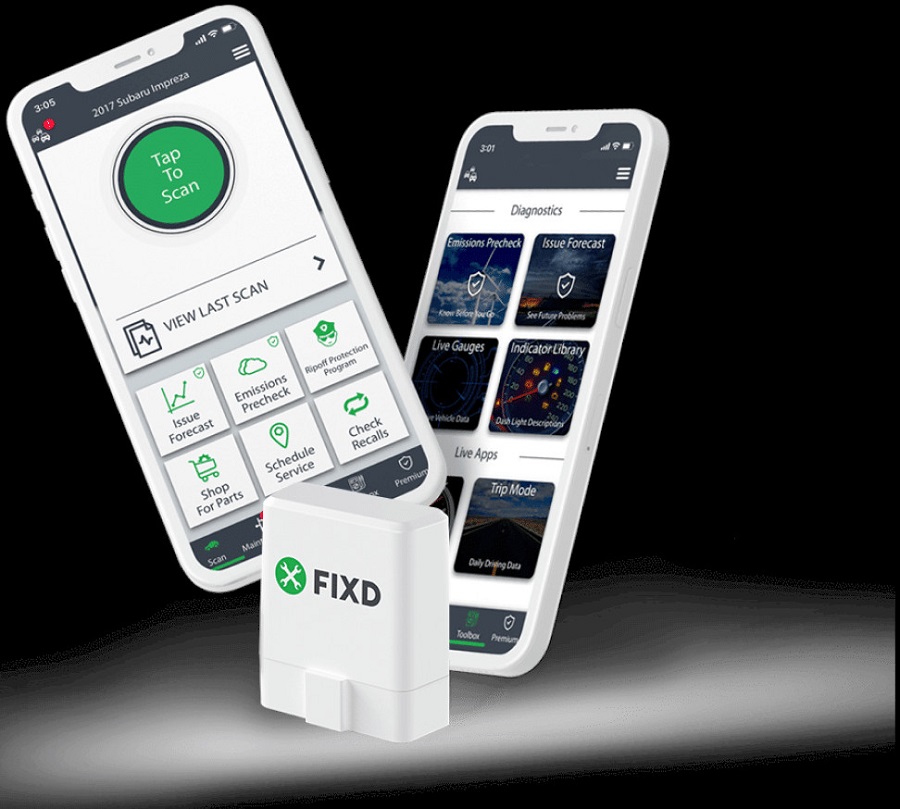 The FIXD smartphone app and OBD2 scanner