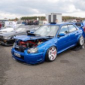 blue blobeye Subaru wins show & shine competition.