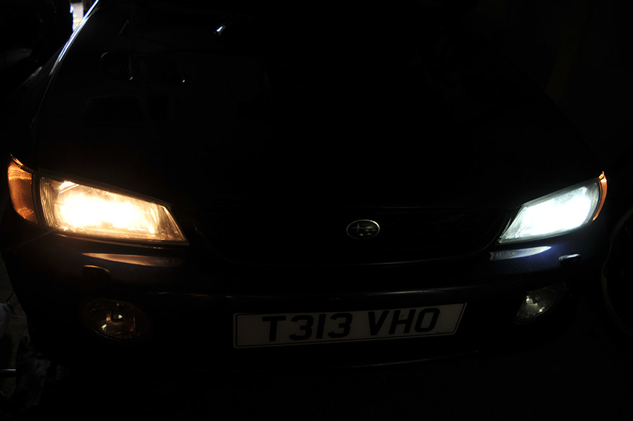 Halogen vs LED bulbs on Subaru Impreza
