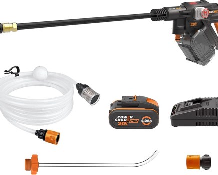 WORX 20V Nitro high-flow Hydroshot cordless pressure washer.