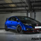 front 3/4 shot of modified honda civic type r fk2