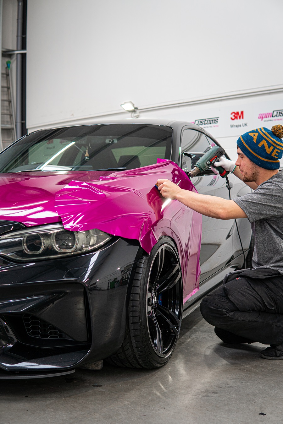 wrapping the panel of a BMW M2