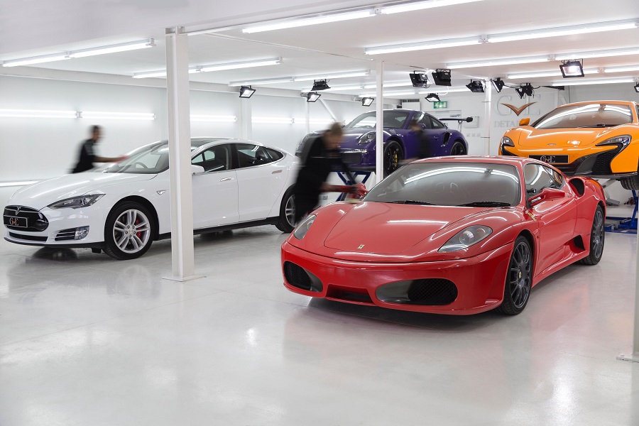 cars in a detailing bay
