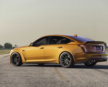 orange Hennessey Cadillac