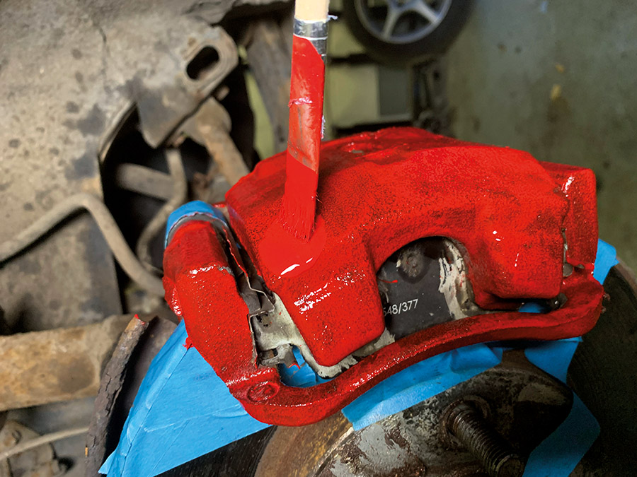 painting brake calipers red 