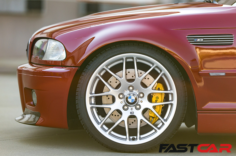 front wheels on Modified BMW E46 M3 sedan