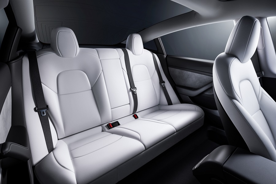 rear seats in a Tesla Model 3