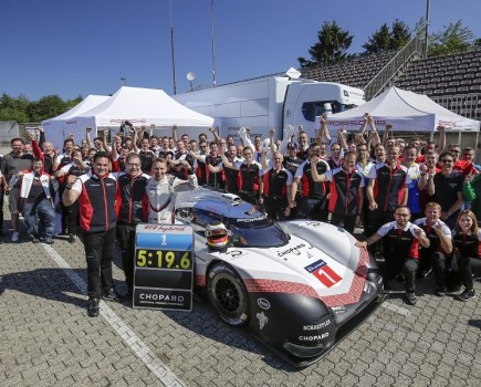 Timo Bernhard and Porsche celebrate his Nürburgring lap record
