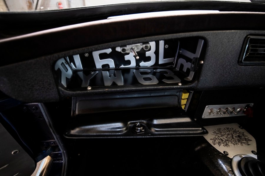 glovebox made from license plates