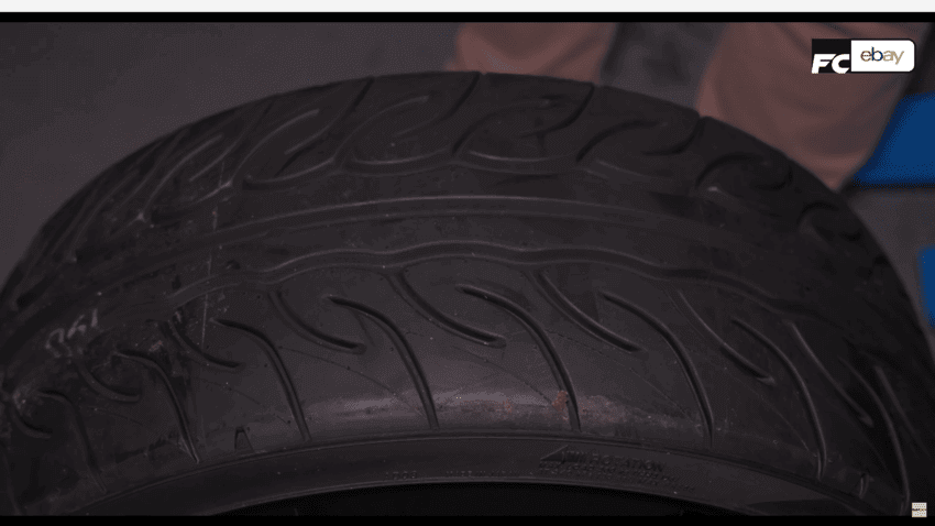 Close up of tyre tread pattern