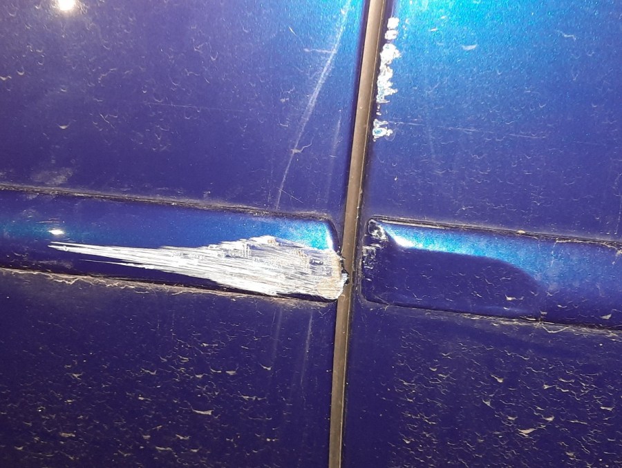 paint scratch on car door.