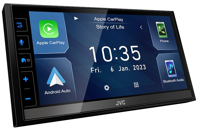 JVC KW-M785DBW displaying Apple CarPlay screen