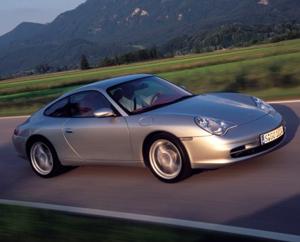 A silver Porsche 996