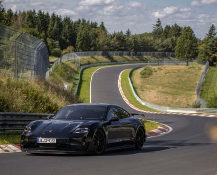 Pre-production hot Taycan on the Nordschleife
