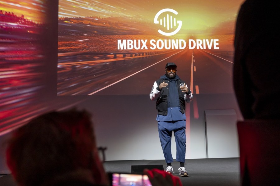 will.i.am presenting MBUX SOUND DRIVE