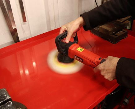 Using a Clarke CP150 Polisher on a panel
