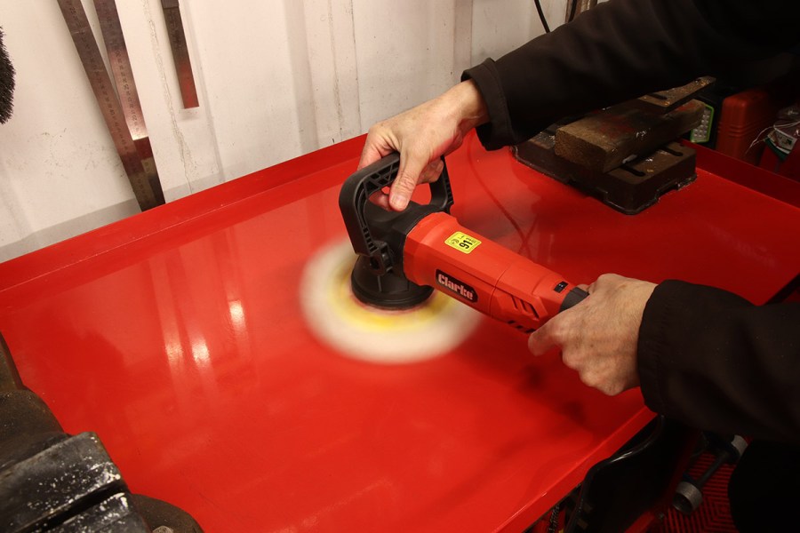 Using a Clarke CP150 Polisher on a panel 