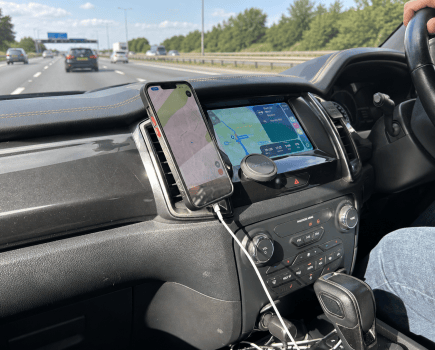 Ooono Co-Driver No.2 in action while car driving on motorway