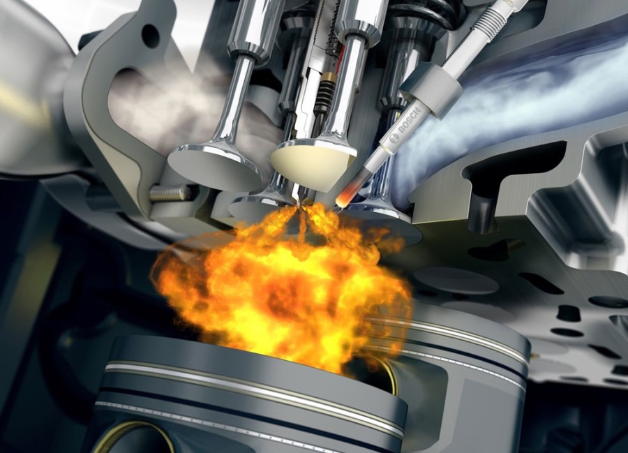 illustration of combustion occurring within an engine