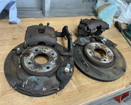 Dirty and rusty brake components