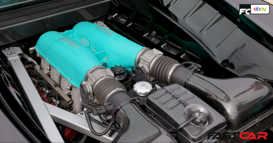 turquoise Ferrari engine cover