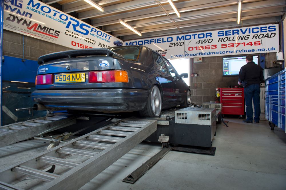 Sierra Cosworth on a chassis dyno