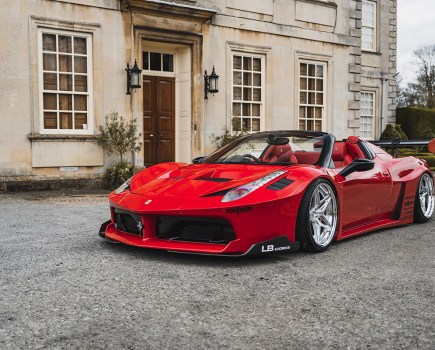 front 3/4 shot of ferrari liberty walk supercar zone at trax