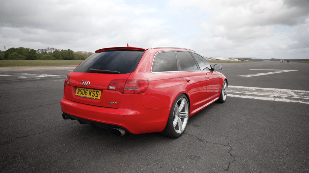 Audi RS6 on a runway ready to do a top-speed run