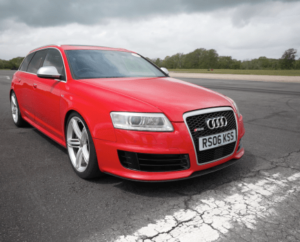 Audi RS6 on an emplty runway ready for performance testing