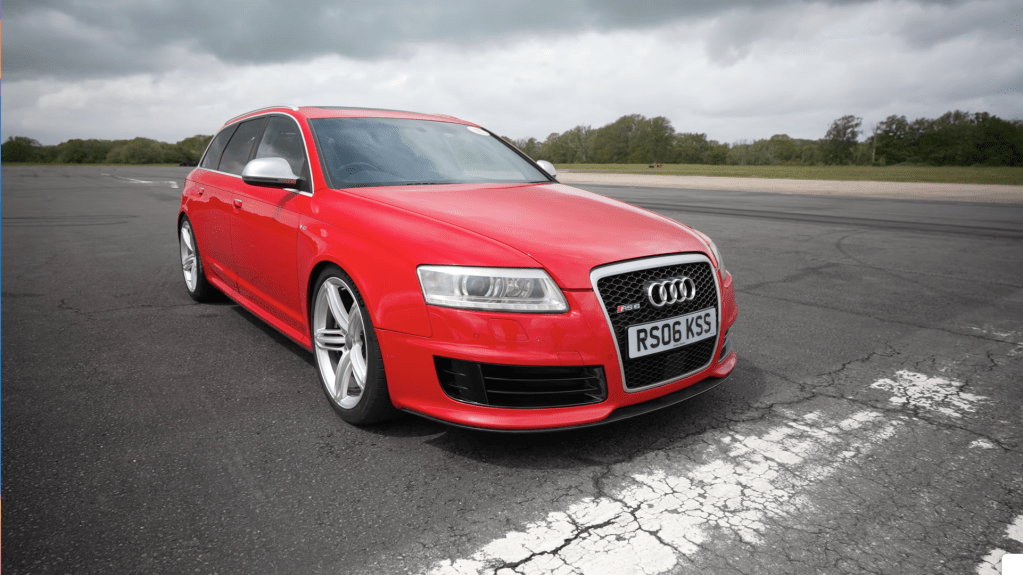 Audi RS6 on an emplty runway ready for performance testing