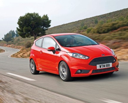 Driving shot of Ford Fiesta Mk7 ST180 on b-roads