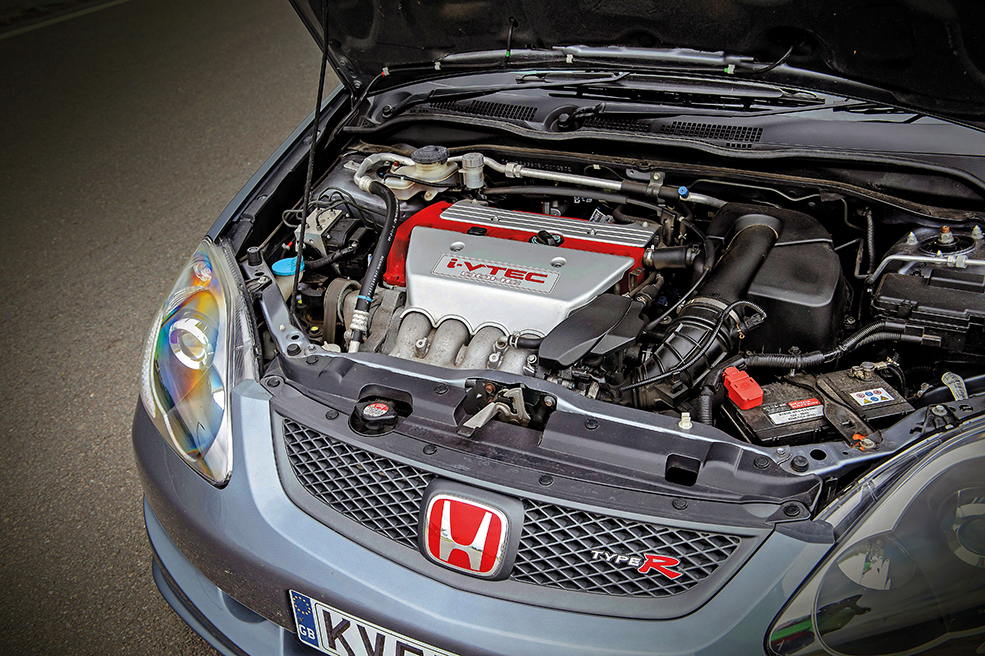 The Civic EP3's K20 engine feature variable valve timing.