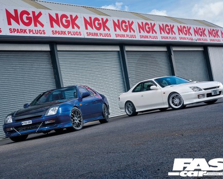 Modified Honda Preludes white and blue