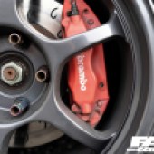 A close up of the wheel of a Honda Integra Type R