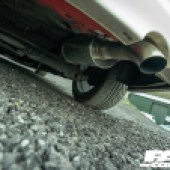 A low shot of the exhaust of a Honda Integra Type R
