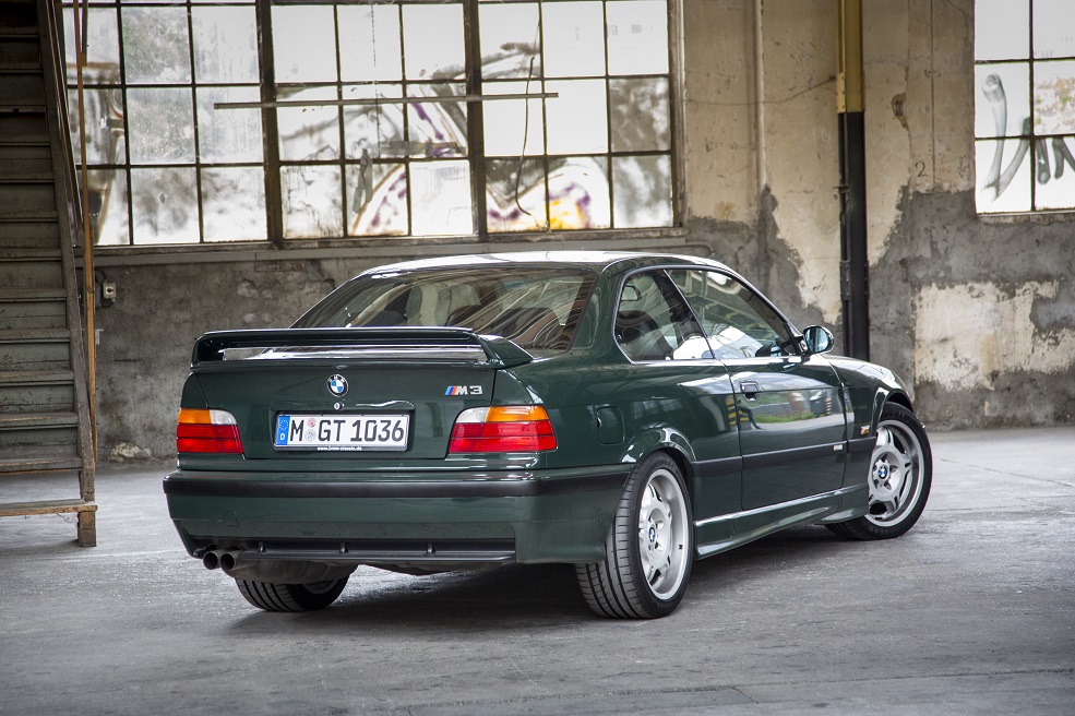 rear shot of bmw e36 m3 in green