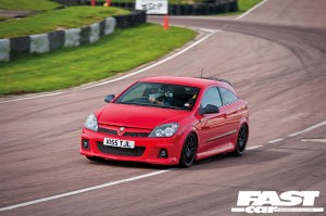 A Vauxhall Astra VXR driving on a track.