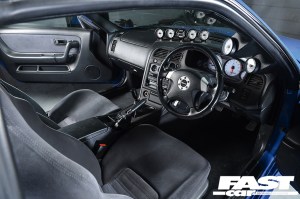 The interior of a modified Nissan Skyline GT-R R33