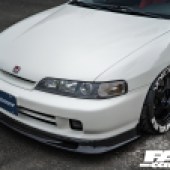 Close up front left shot of a white Spoon Integra DC2